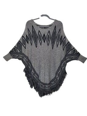 Style & Co Retro Romance Fringed Boho Poncho Sweater Sz L/XL Boho Gypsy Festival